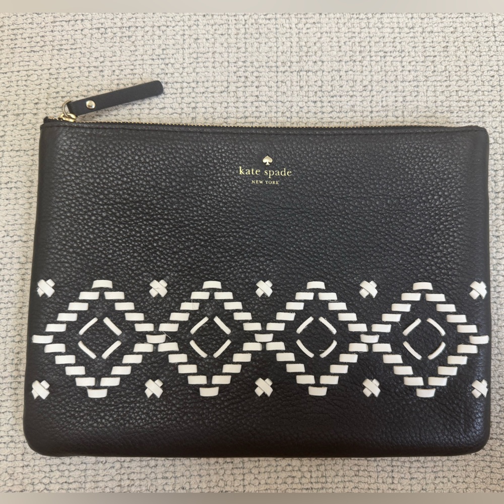 Kate Spade Black and White Patterned Pouch